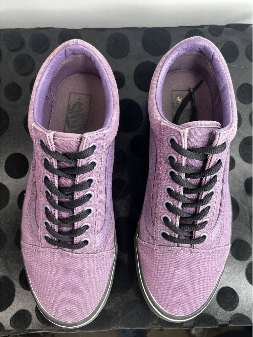 Vans Old Skool Washed Purple Canvas Black Sole Shoes Men's 9 Women's 10.5